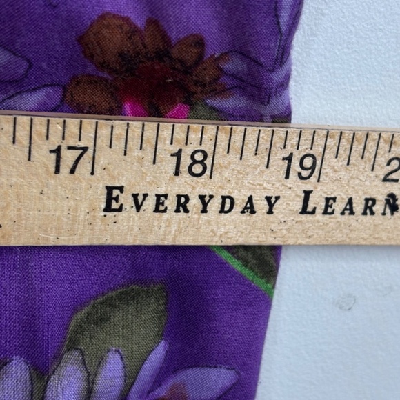 VTG 90s Impressions Maxi Dress M Purple Floral Collared Button Front Boho Retro - Picture 8 of 9